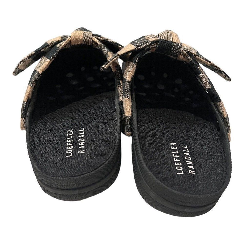 Loeffler Randall Ezra Rubber Sport Slides Clogs Gingham Bow Black - Picture 2 of 10
